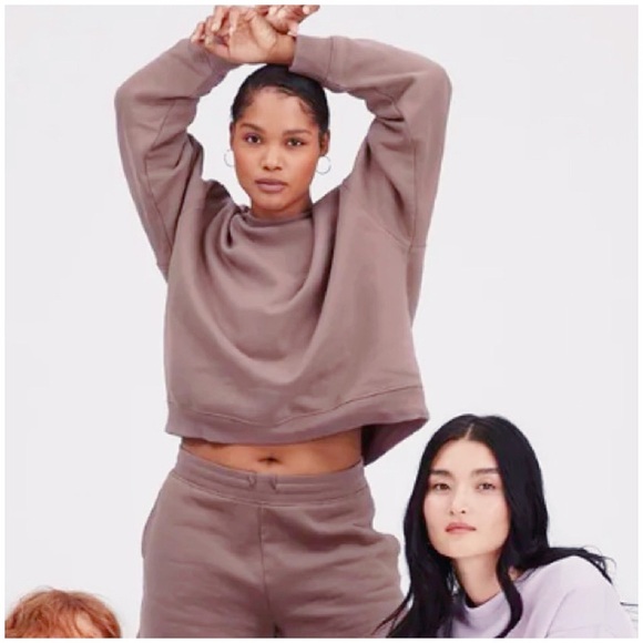 Girlfriend Collective Mauve 50/50 Cropped Sweatshirt XS - Picture 2 of 10